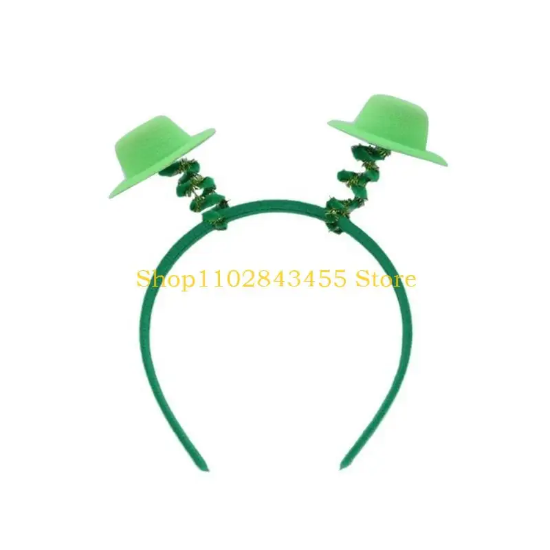 

49MC Adult Irish Shamrock Hairband with Shinning Sequins Glitter Powder Patricks Day Headband Carnivals Hair Hoop