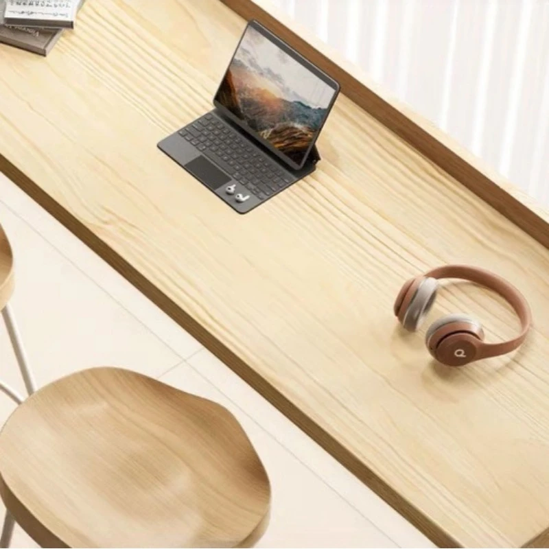 Mesa de centro retangular minimalista moderna lazer madeira maciça mesa de tira longa estilo nórdico varanda 이자Móveis de café