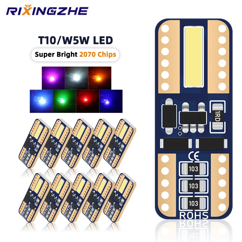 

20PCS T10 W5W Signal Lamp 2070 2SMD Led Canbus W5w Led 168 194 Car Interior Light Auto Clearance Lights Led Reading Lamp 12V