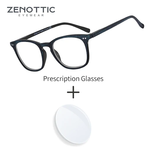 Gafas graduadas cuadradas de acetato ZENOTTIC, gafas ópticas progresivas de montura completa para hombres, gafas para miopía con luz azul