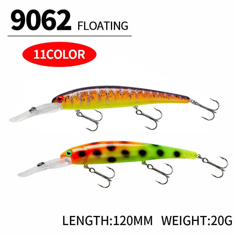 

New lure, long tongue Minnow with three strong hooks 120MM/20G, Minnow simulation false bait freshwater, sea fishing perch bait