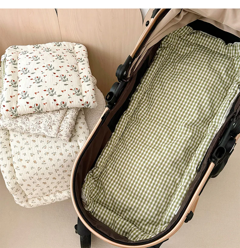 Soft Ramie Cotton Gauze Summer Baby Cart Mat Double Side Baby Stroller Seat Pad Cooling Seat Cushion Stroller Accessories