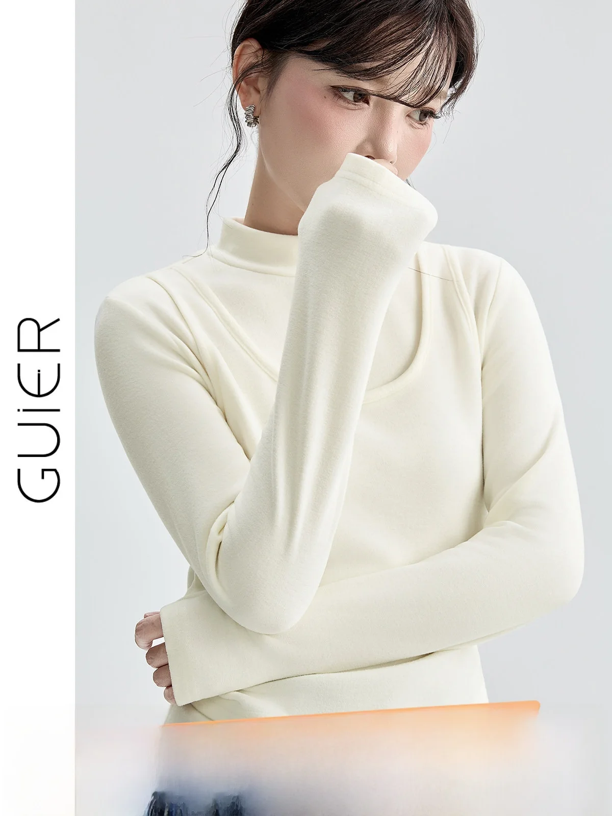 

Guier Long Sve T-irt Women's Autumn Winter Slim Fit Casual Sle f High Collar Faionable plus Size Top