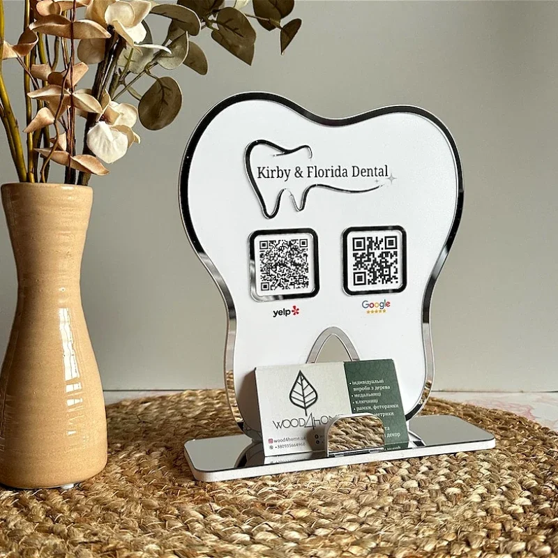 Personalized Dental Office Sign with Qr Code Gift for Dentist Tooth-Shaped QR Code Sign Social Media Sign for Dentist