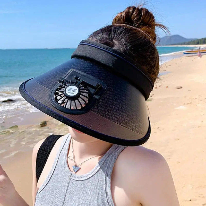 Summer Sun Hat Summer Hat With USB Rechargeable Fan UPF50 Beach Hat Fan Hat Empty Top Hat For Golf Hiking Outdoor Camping Travel