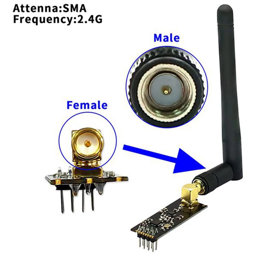 A14M NRF24L01+PA+ Wireless Transceiver Transceiver Module 1100-Meter Long-Distance with Antenna 1Set