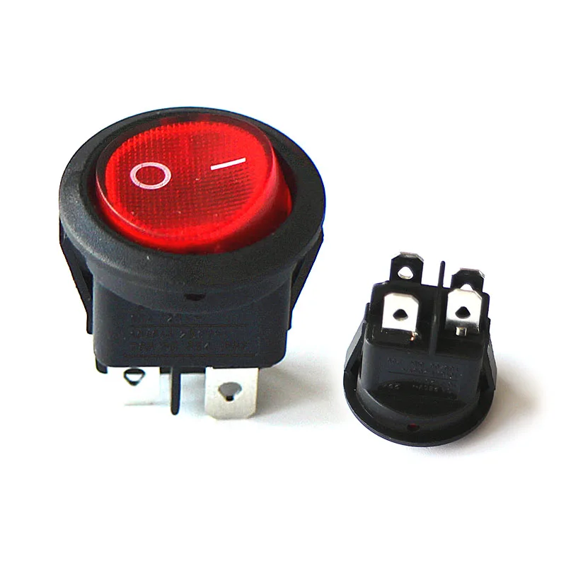 KCD1 20MM okrągły kołyskowy przełącznik kwadratowa podstawa 4 piny AC 250V 6A 125V 10A czarny czerwony kolor ON/OFF 4 stopy przełączniki zasilania