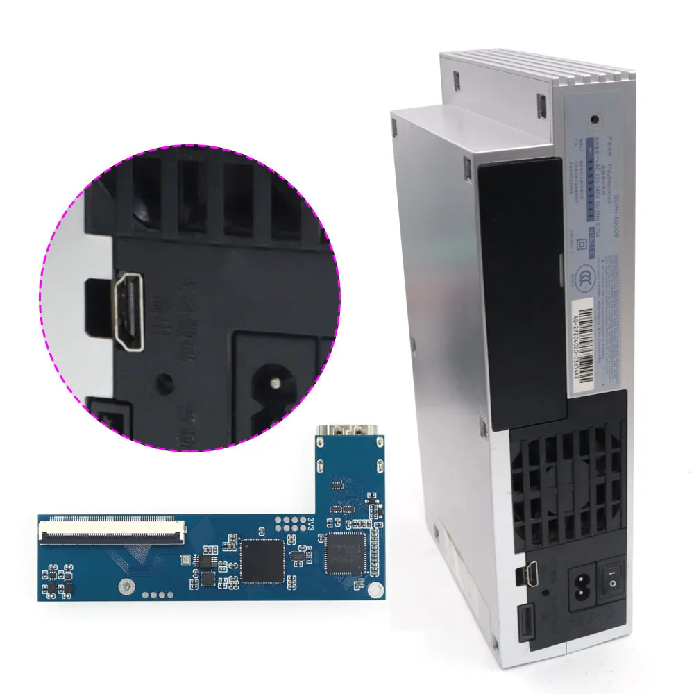 Hispeedido PS2 Fat Digital HDMI-Compatible MOD Kit Digital إلى Digital HDMI Mod Kit لـ PlayStation 2 FAT لوحدة التحكم PS2 Fat