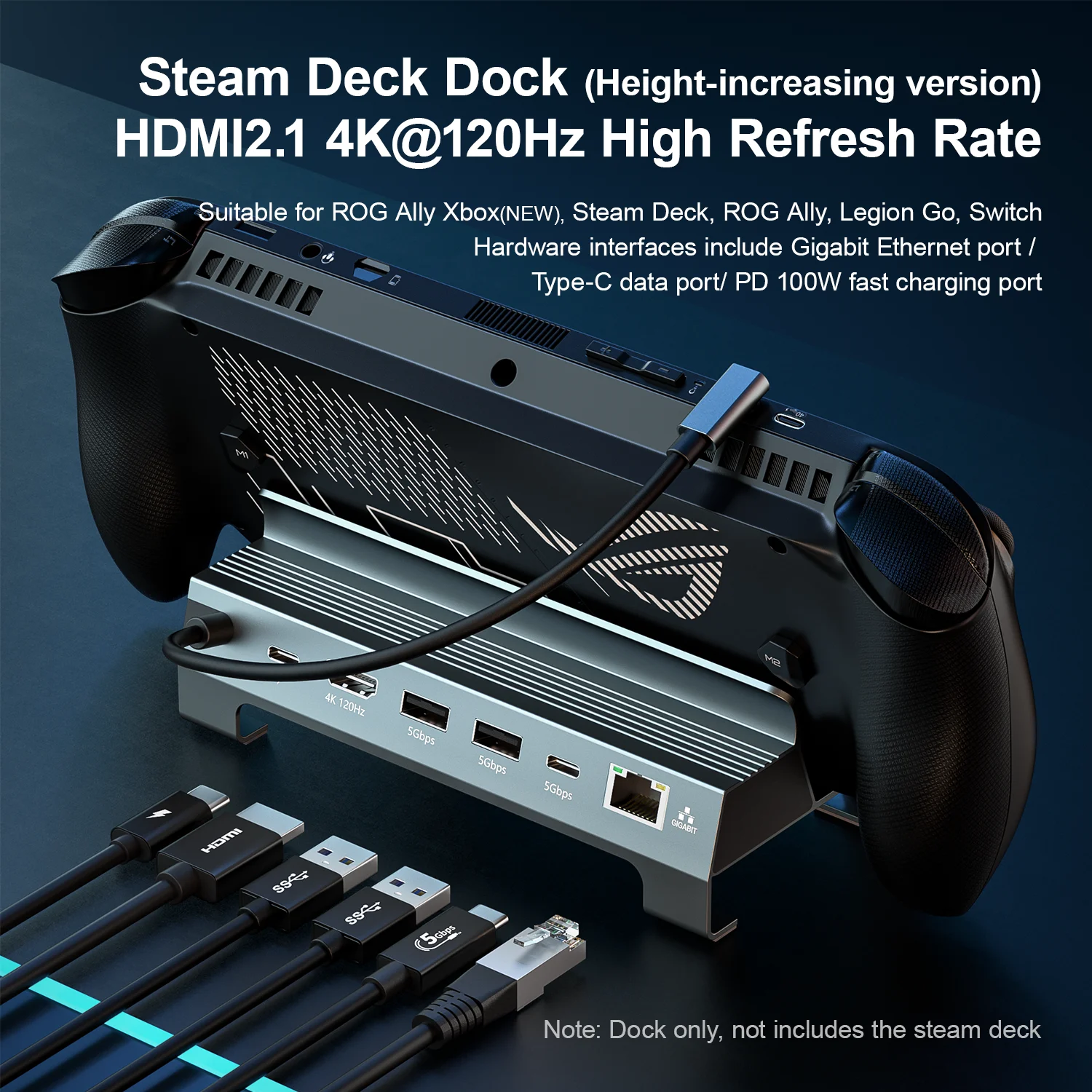 ULT-unite Steam Deck Dock 6 in 1 4K 120Hz HDMI 2.1 Compatible with New ROG/Xbox Co-branded Handheld Console