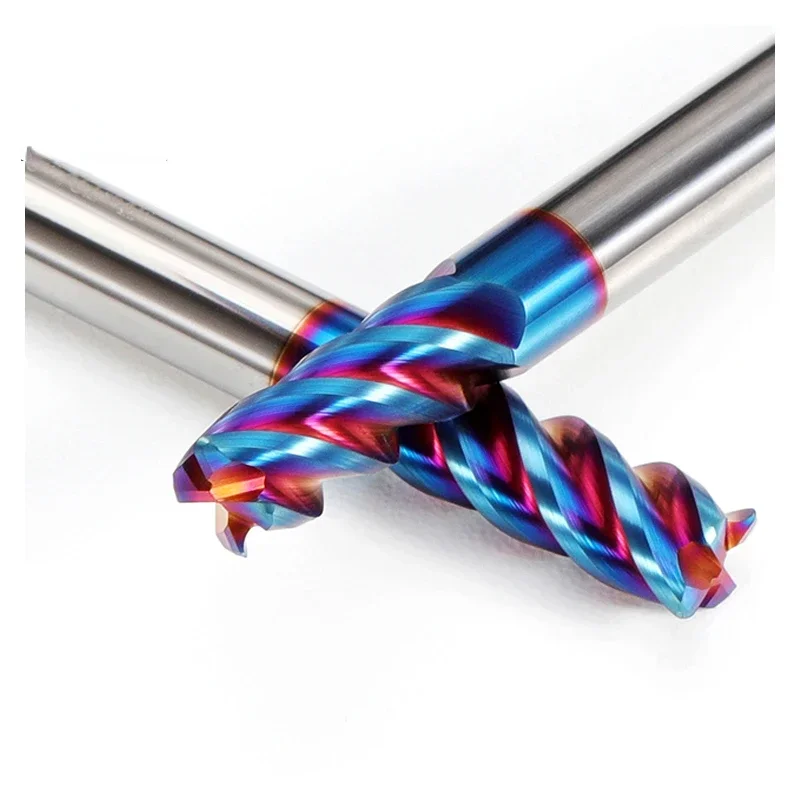 Твердосплавные концевые фрезы с угловым радиусом HRC65 4 канавки Нано-синее покрытие Инструменты с ЧПУ Кенцевые фрезы R0.5 R0.2 R1 R2 ~ 8 Обработка поверхности