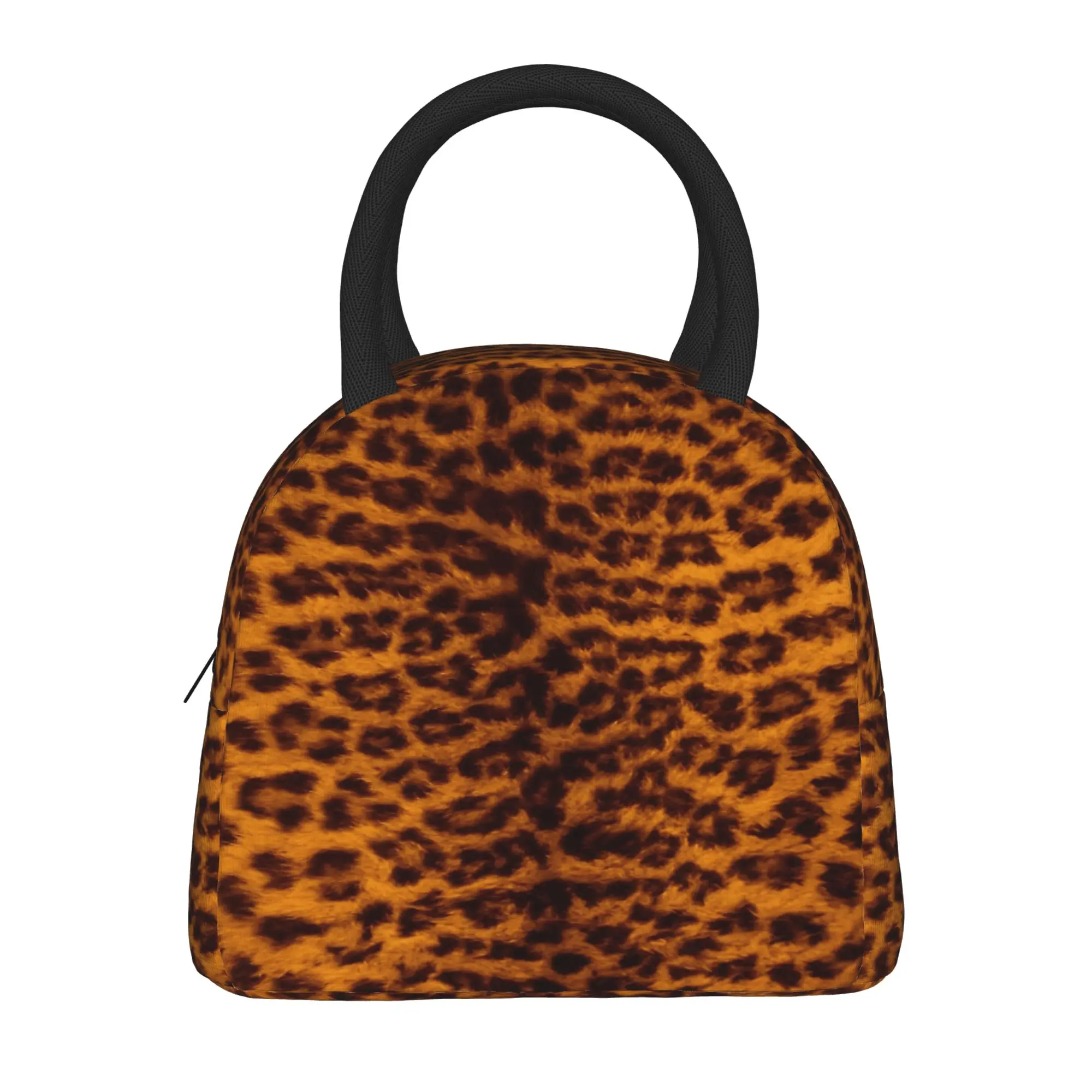 Pink and Grey Leopard Print Spots Lunch Bag For Unisex Design Lunch Box Picnic Cooler Bag Convenient Oxford Tote Food Bags