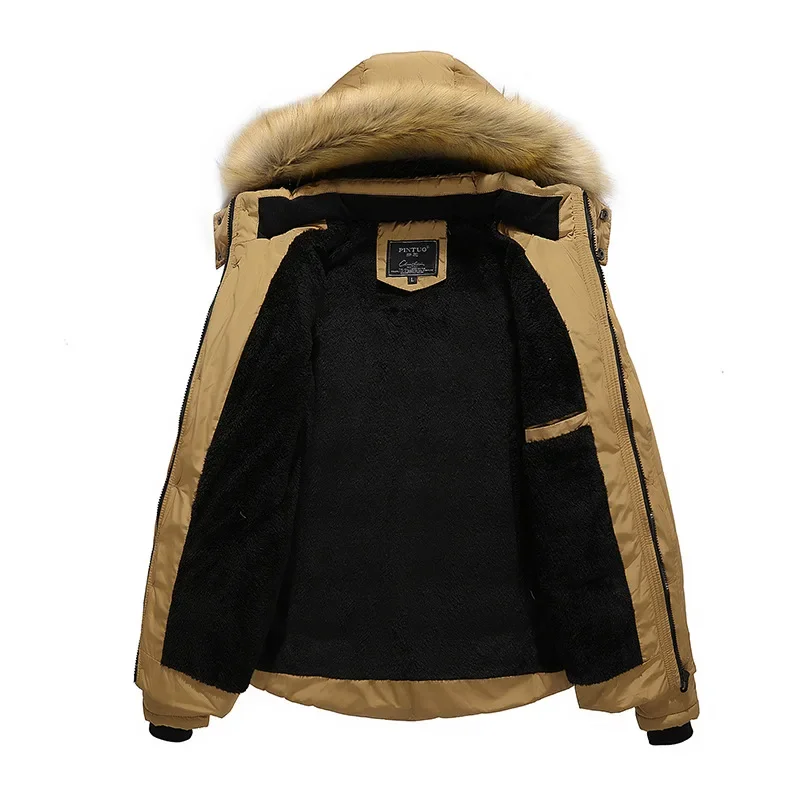 Nieuwe Winter Heren Capuchon Parka 'S Bontkraag Donsjassen Fleece Warme Winterjassen Kwaliteit Mannelijke Slanke Casual Winterjassen Maat 6xl