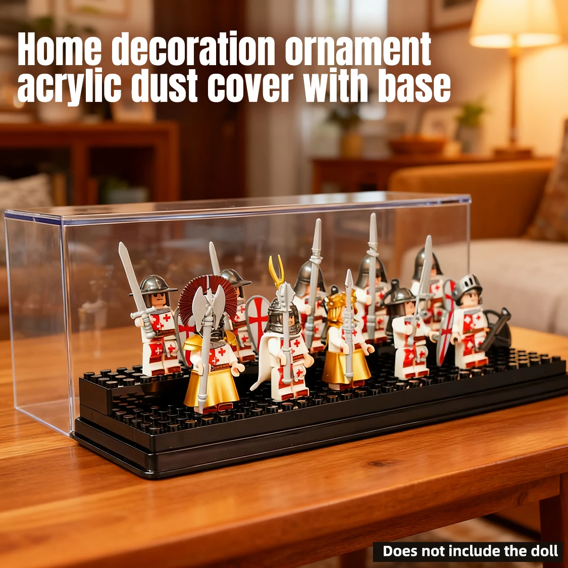 

Прозрачная витрина для минифигурок для блочных фигурок, пылезащитная акриловая витрина для мини-фигурок с 2 подвижными ступеньками, подходит для стандартных фигурок, подарков для влюбленных
