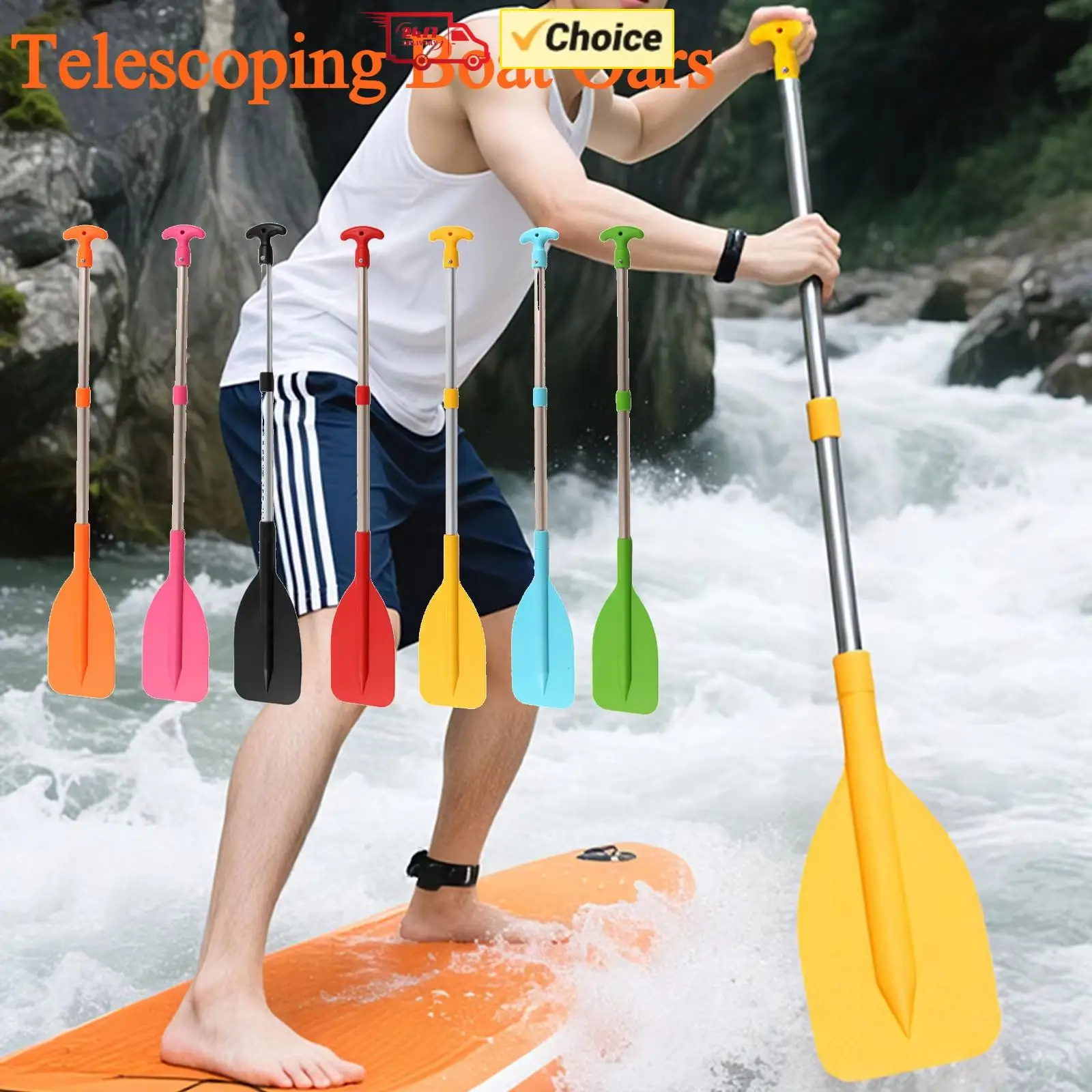 Telescoping Emergency Boat Paddle Aluminum Shaft Single-head Boat Oars 53.5-108.5cm Adjustable Length Rafting Canoe Kayak Paddle