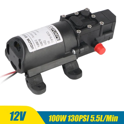 Bomba de agua eléctrica negra con pulverizador de agua de diafragma, 5,5l/min, 12V, 220V, DP-537, Micro alta presión agrícola, 130PSI