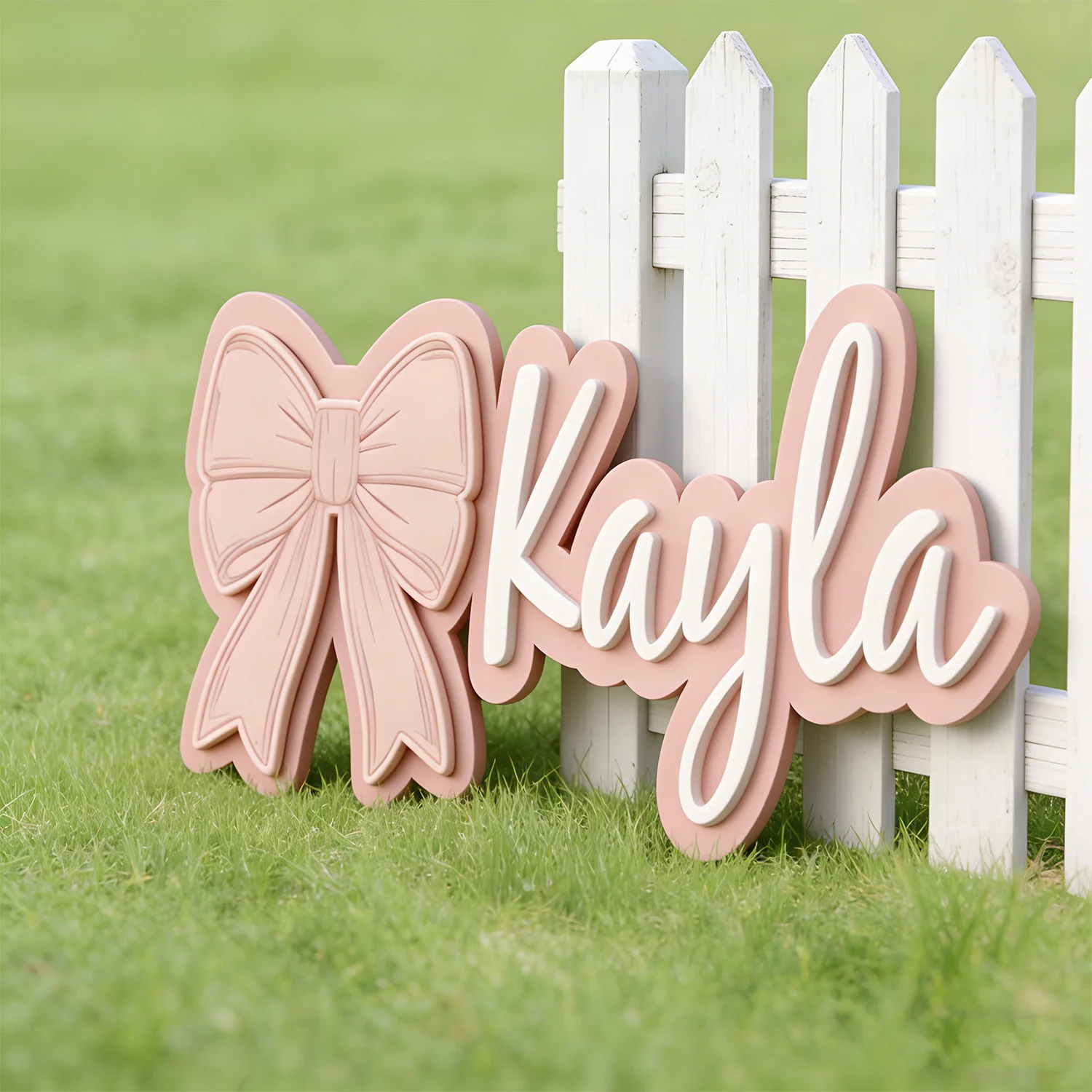 1pc Personalized Double-layer Wooden Signboard, Customizable Name, Bow Shaped Design, Home Decoration,Door Number Identification