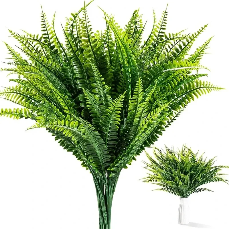 Plantas artificiales hechas a mano, Helecho de hojas verdes, flores simuladas para exteriores, bodas, oficinas, casas, mesa de comedor, decoración de patio, 1 unidad