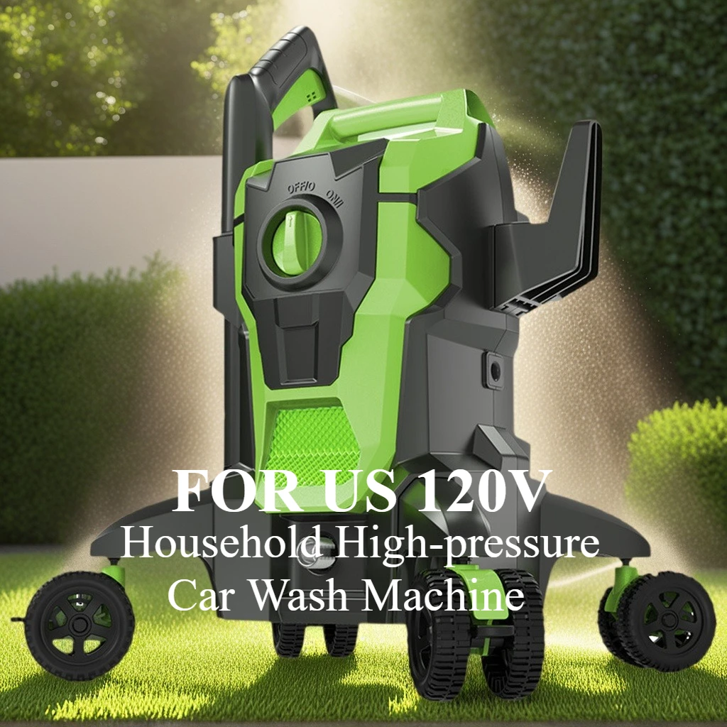 

For US 120V American Standard Electric Car Washing Garden Water Gun Spray Cleaner Washer with Hose Reel Foam Cannon Included