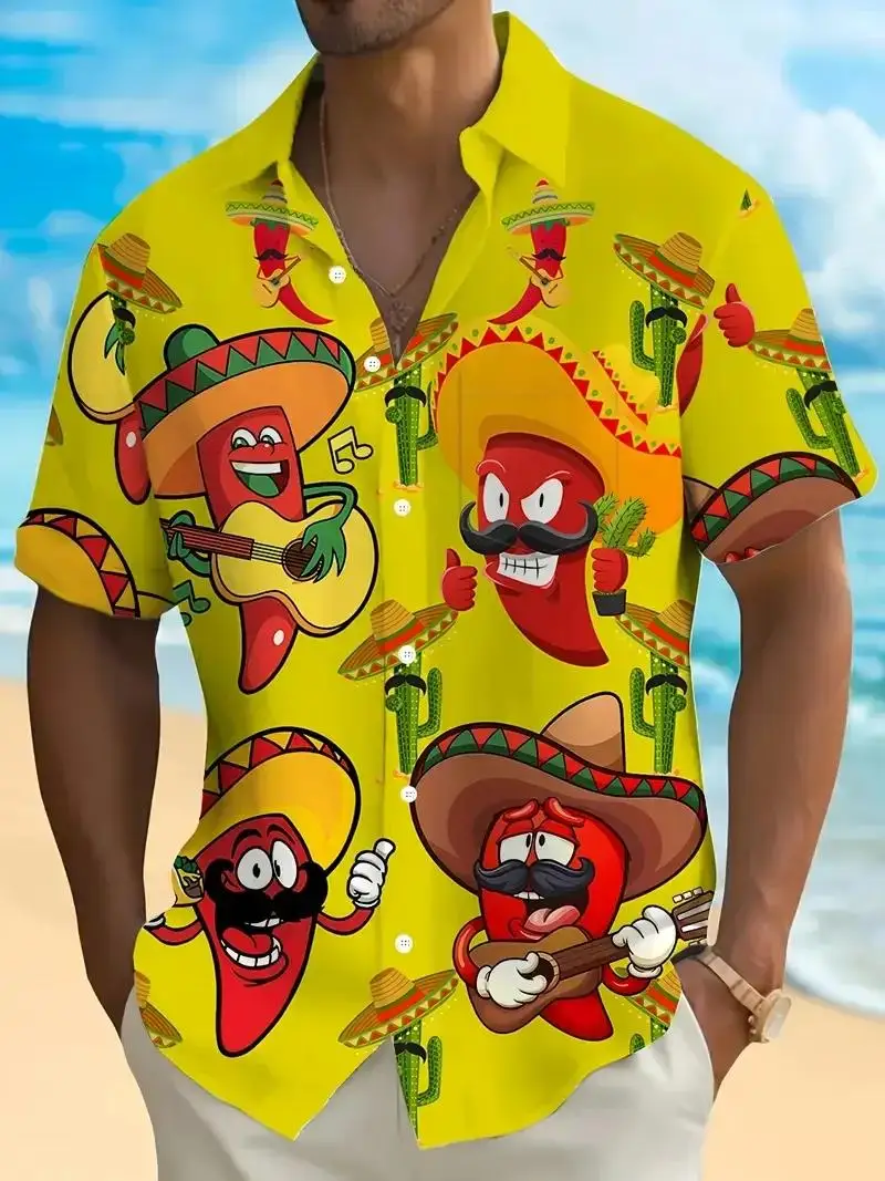 

Men's Vintage Hawaiian Floral Short Sleeve Shirt Original Pattern Seabed Printing Luxury Shark Fashion Summer Cartoon Clothing