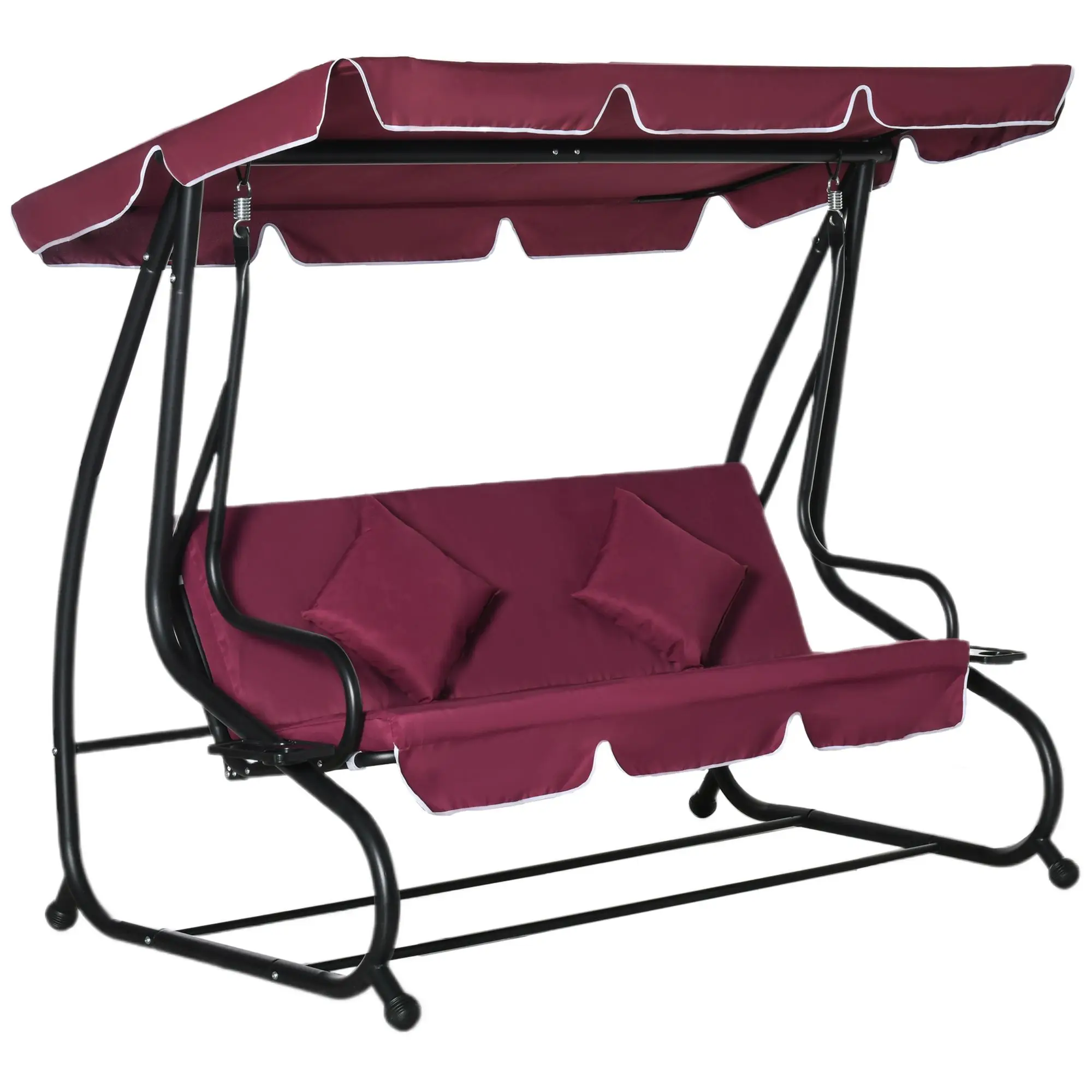 

For Outsunny 3-Seater Swing Bench with Stand Red Cushioned Outdoor Porch Swing Comfortable Canopy Included