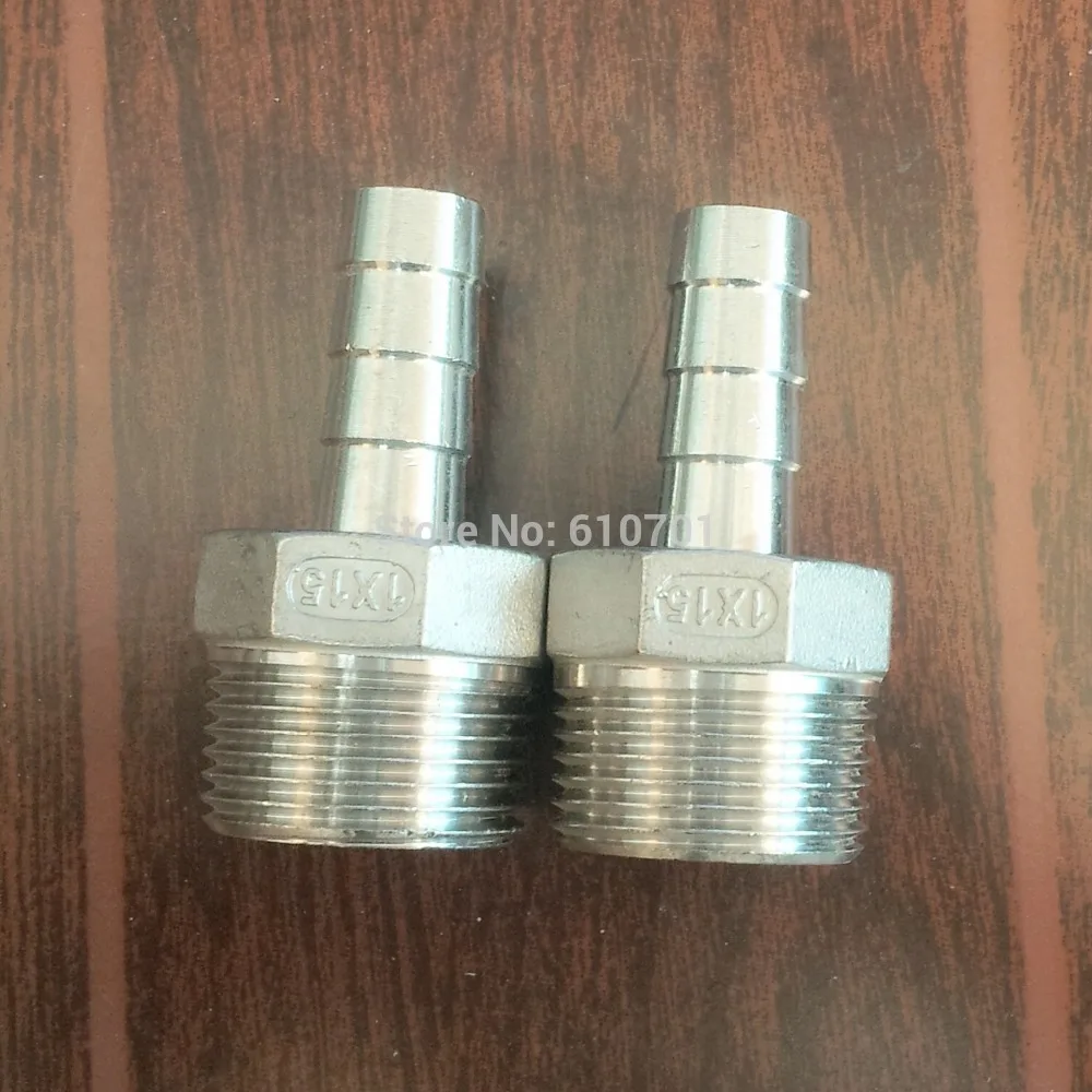 

304 Stainless Steel 1" Inch Male BSPT Threaded x 15mm Hose Barbed Connector