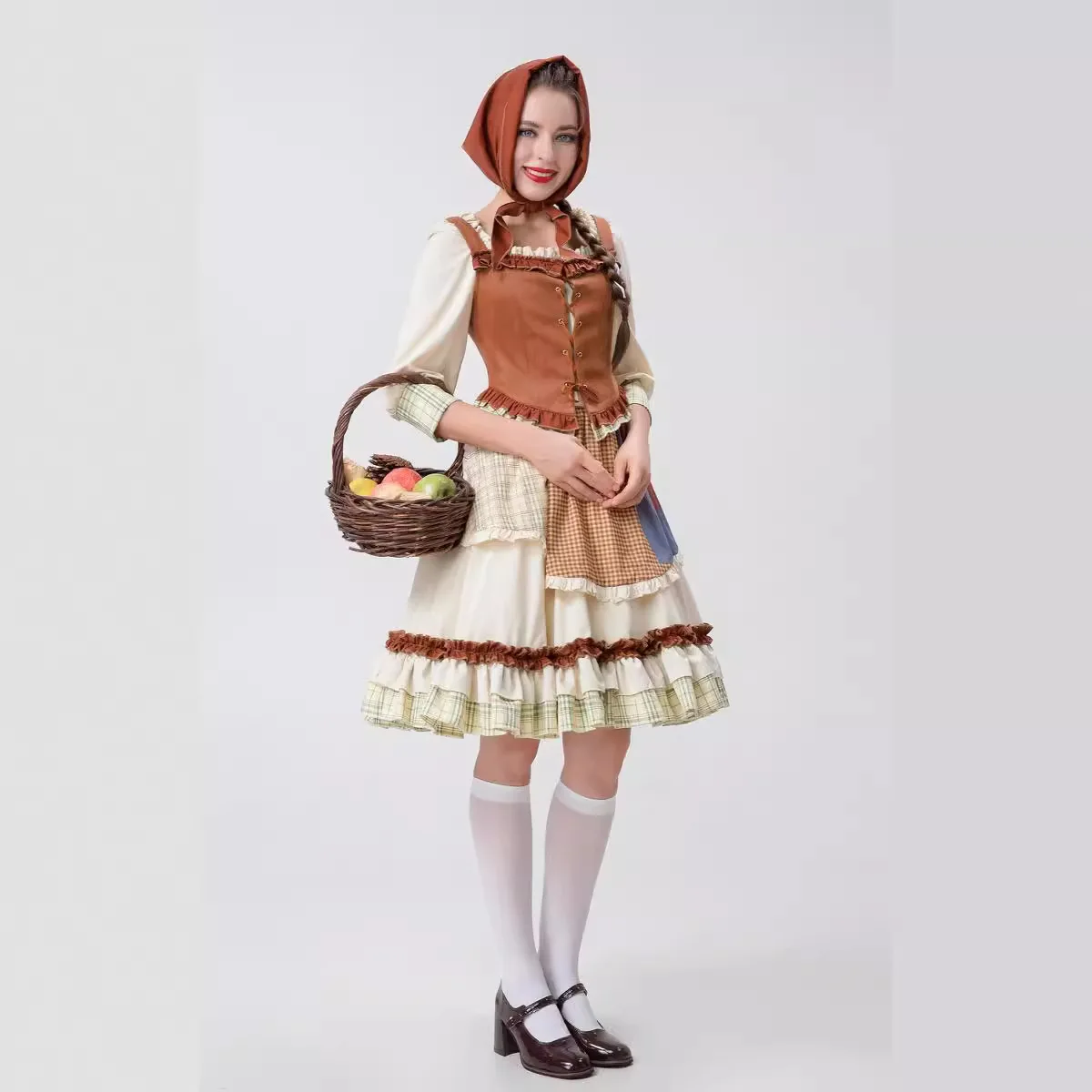 Halloween Adult Little Red Riding Hood Stage Play Idyllic Manor Farm Maid Party Costume