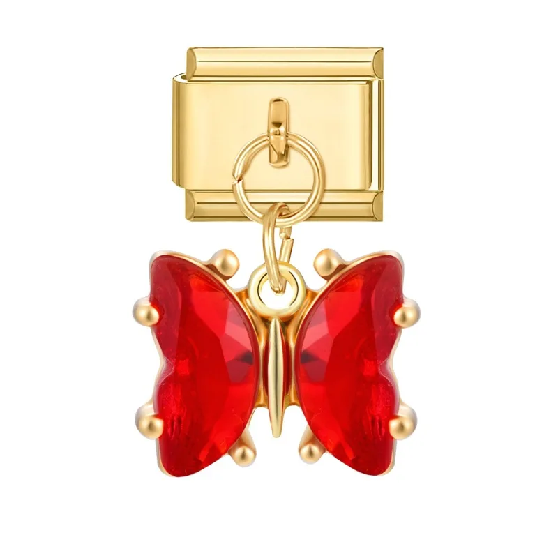 WG 1pc Italian Module BraceletCharm Pendant Butterfly Heart  Accessories For DIY Module Jewelry Gift