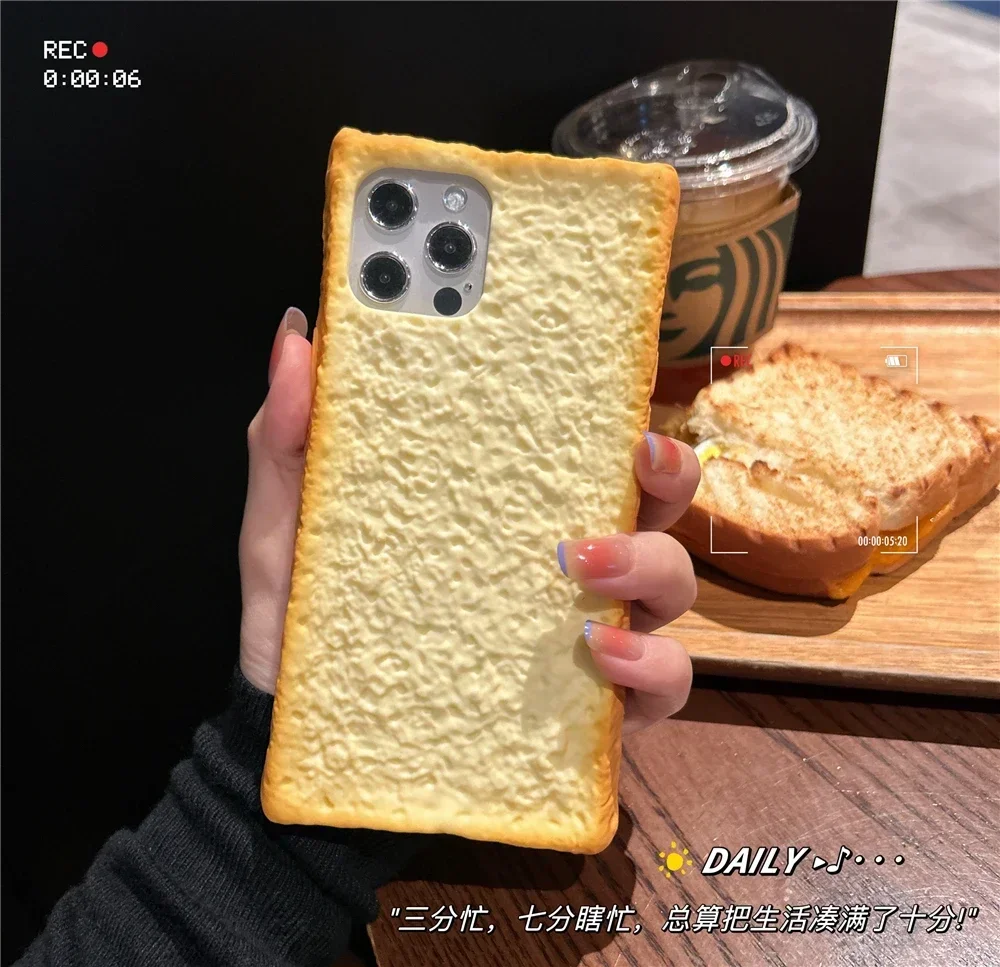 Soft 3D Creative Toast Bread Phone Case Holder Holder Stand Cover For iPhone 15 14 13 12 11 Pro max Cookie Eggs