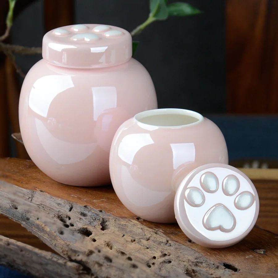 Casa mini frasco de cinzas para animais de estimação à prova de umidade cerâmica garra selo frasco animal funeral urna pet nostalgia ornamento portátil caixa de cinzas