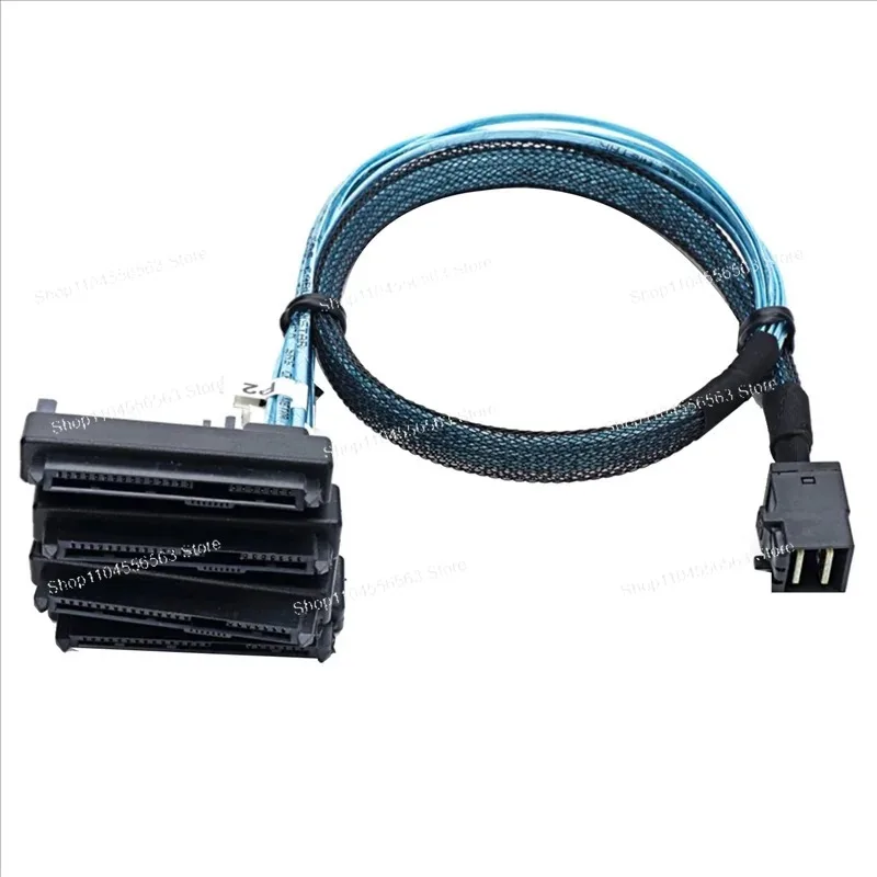 SFF-8643 to 4x SFF-8482 Mini SAS HD Cable, 12Gbps Internal Breakout with 15-Pin SATA Power for HDD/SSD