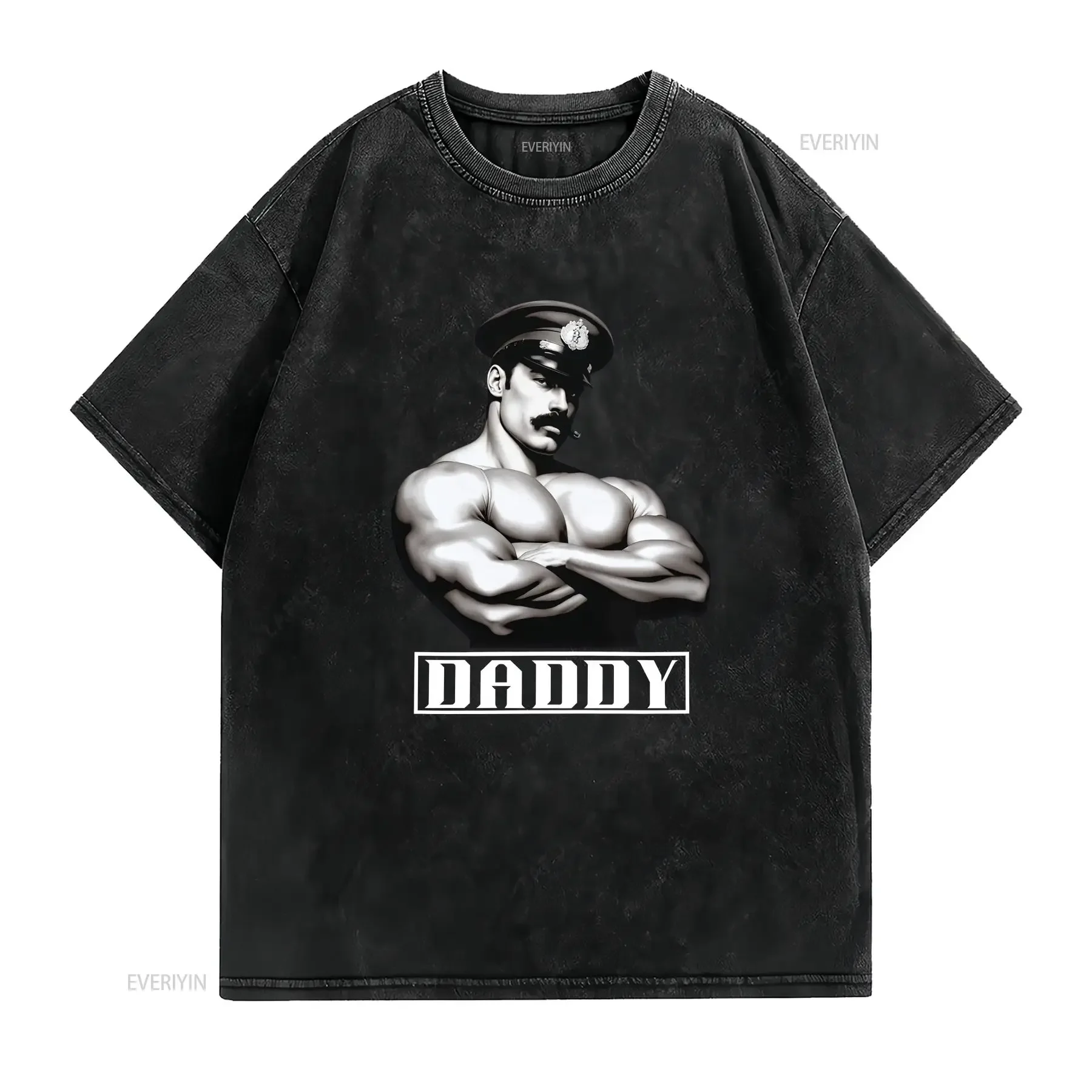 Daddy Men's T shirt Tom of Finland Style Top Gay For Man Pride LGBT LGBTQIA Muscle Him Queer Leather vintage Washed
