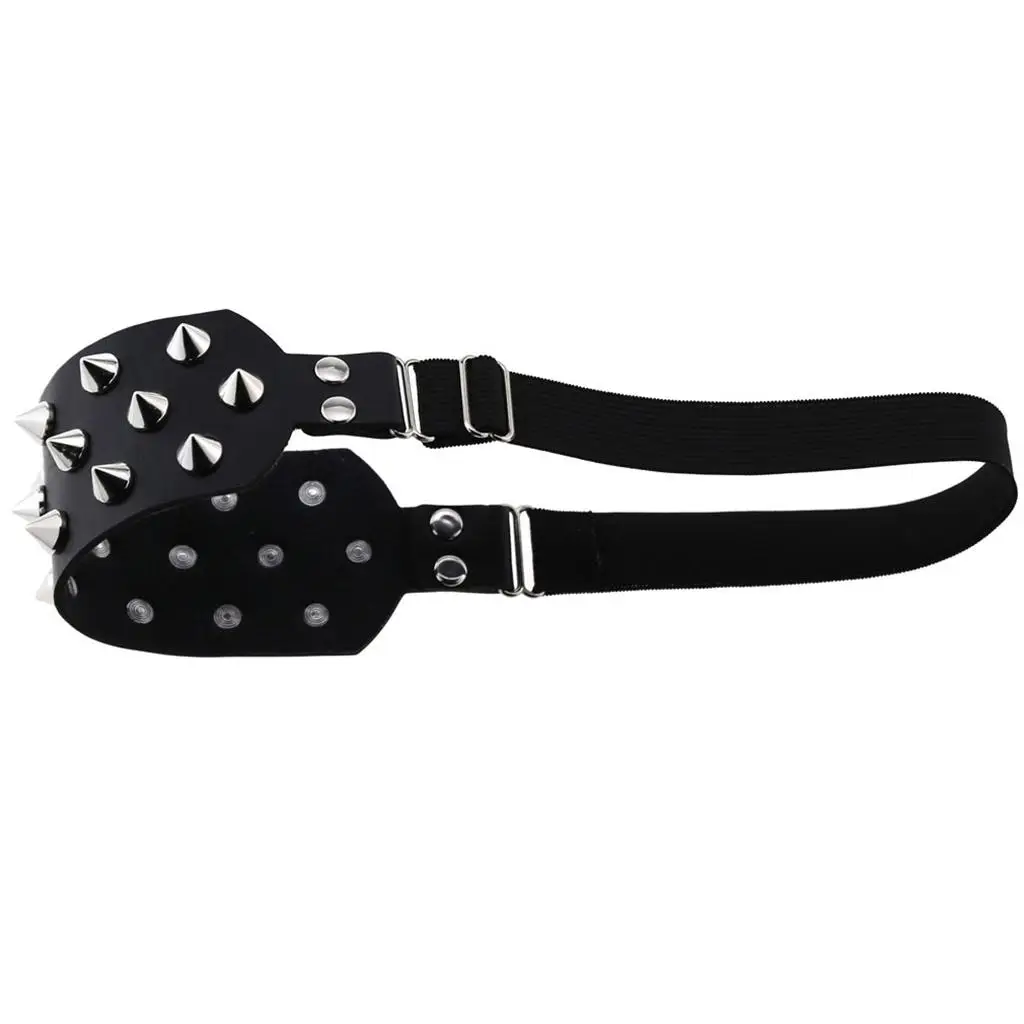 Women Thigh Garter Belt PU Leather Elastic Leg Strap Punk Rivet Horns Sexy Leg Harness Adjustable for Performance Wedding Party