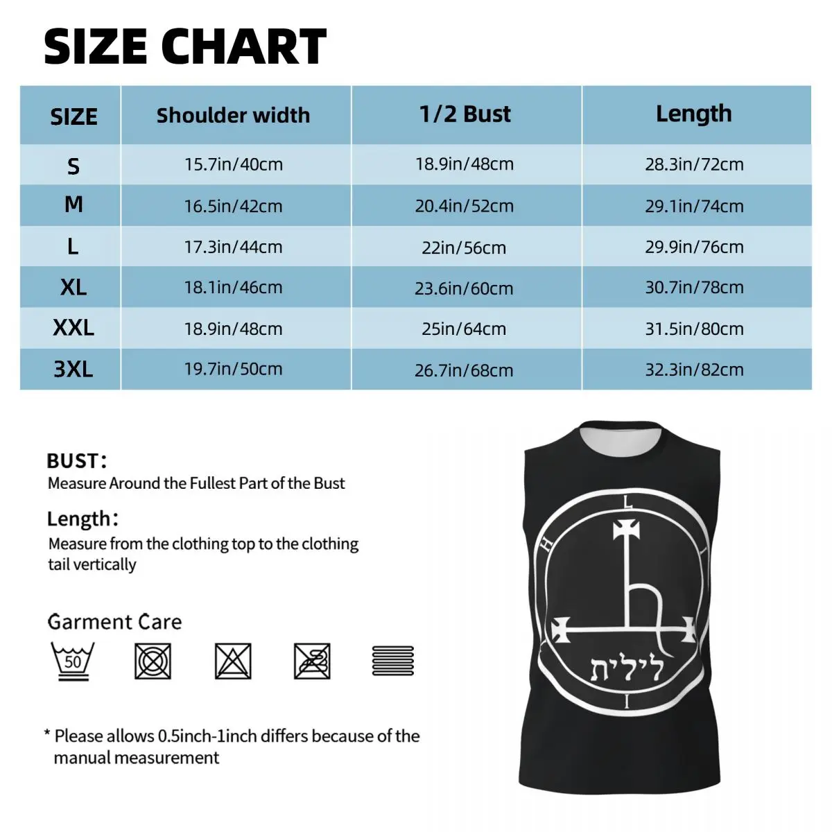 Sigil Of Lilith Altar Cloth Men Printed Sleeveless T-shirt Casual Hip Hop Street Style Beach Holiday Tank Tops
