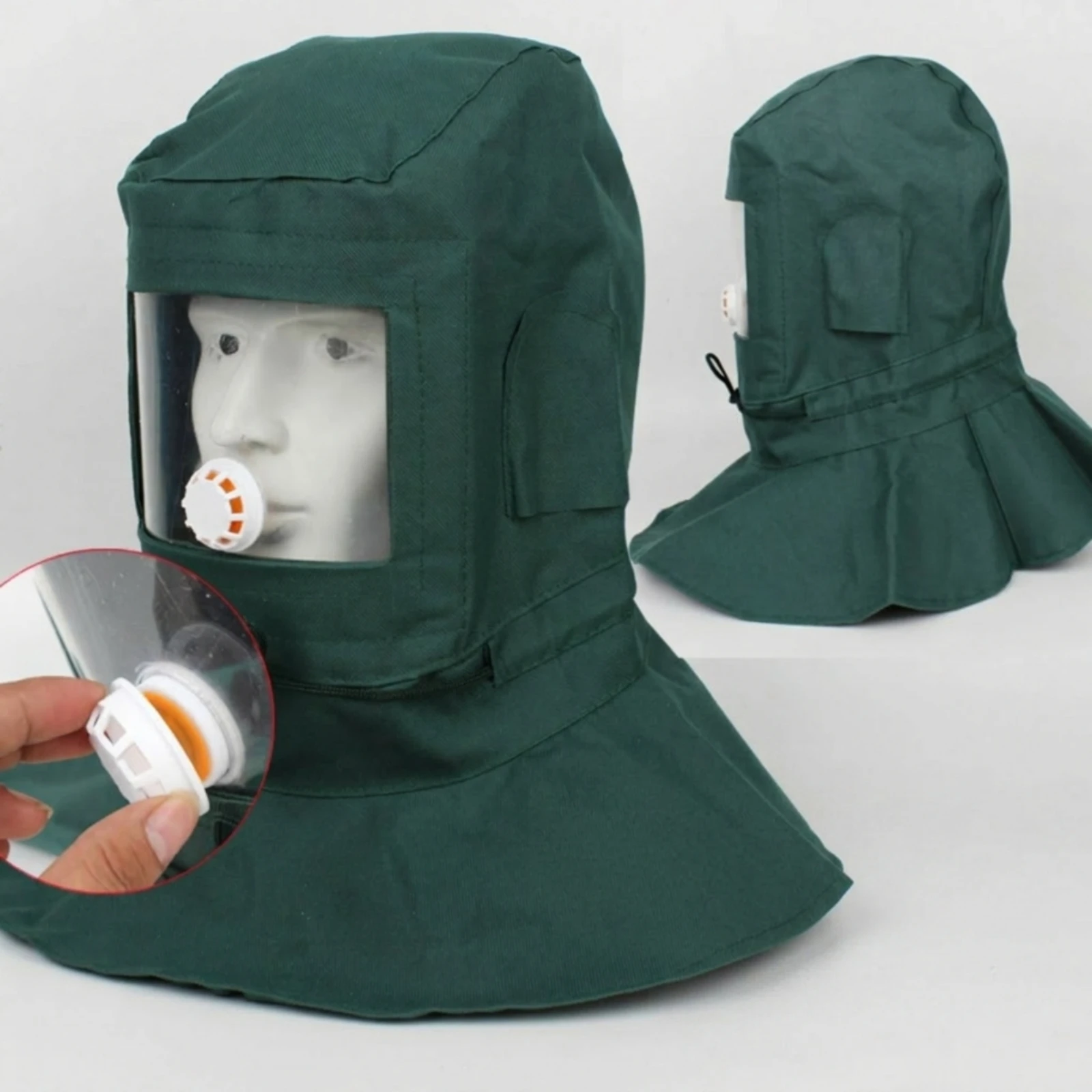 Sandblasting Hood Full-Coverage Blasting Hood with Window Lens Protector Dustproof Protect Lens Cover Clear for Sandblasters