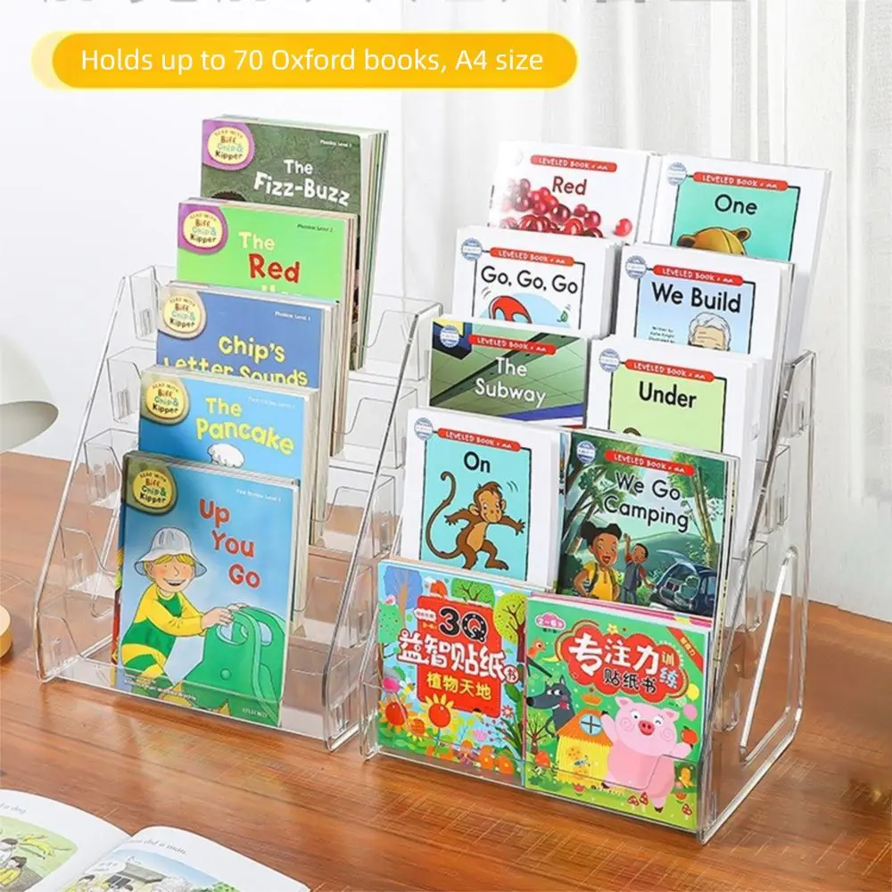 5 Tier Acrylic Book Display Rack DIY Ladder Type Badge Display Holder Modern Design Large Capacity Figures Model Shelf Home Use