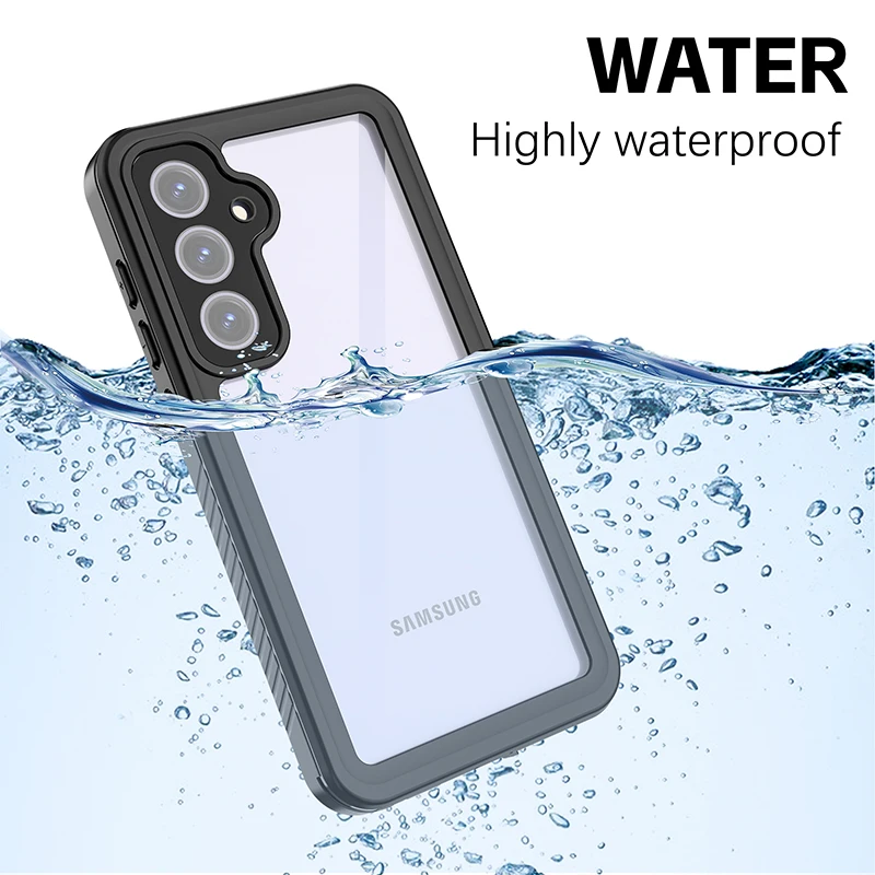 for Samsung S24 FE S21 FE S22 Plus Ultra Waterproof Case Swimming Cover Shockproof Pouch Protective Phone Bumper with Button