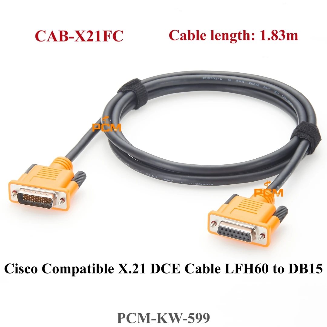 Cisco Compatible CAB-X21FC DCE X21 Cable LFH60 Male to X.21 DB15 DCE Female Connector 72-0790-01 for Cisco Routers 1001