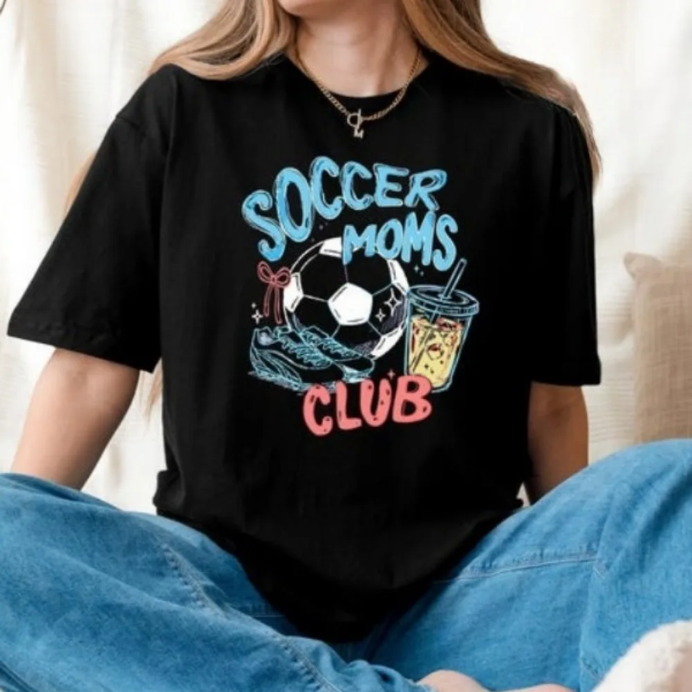 Soccer Moms Club Shirt Game Day Tees Y2k Korean Kawaii Aesthetic Clothes Aesthetic Women Clothes
