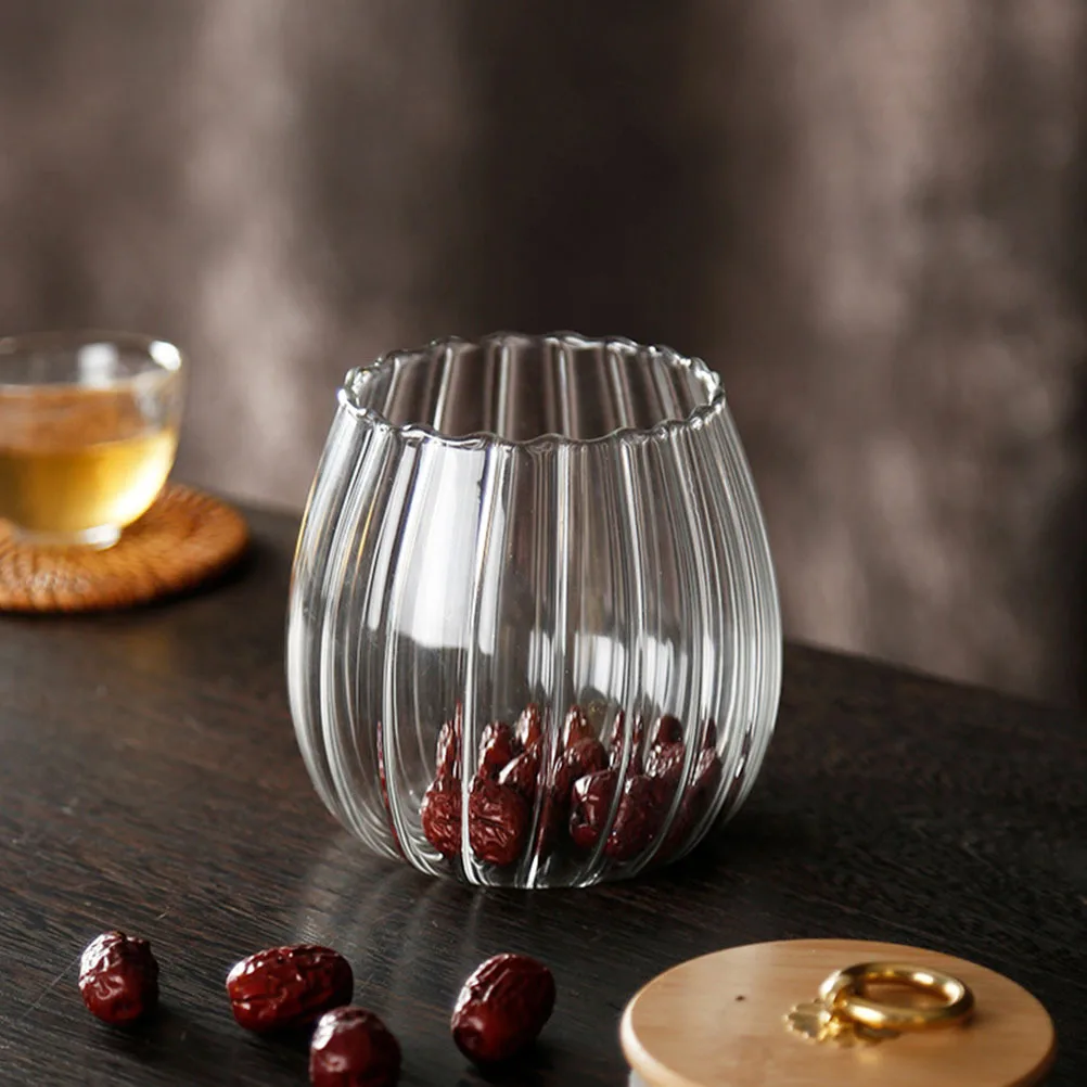 

Round Glass Bottle Storage Jar For Tea Sugar Cereals Dry Food Kitchen Organization Sealed Container Multifunctional Storage Tank