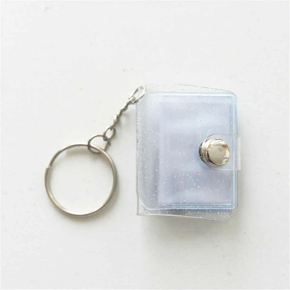 Jelly Color Transparent 2 Inch Card Stock 16 Pockets Photos Holder Keychain Mini Photo Album Binders Albums Photo Card Holder