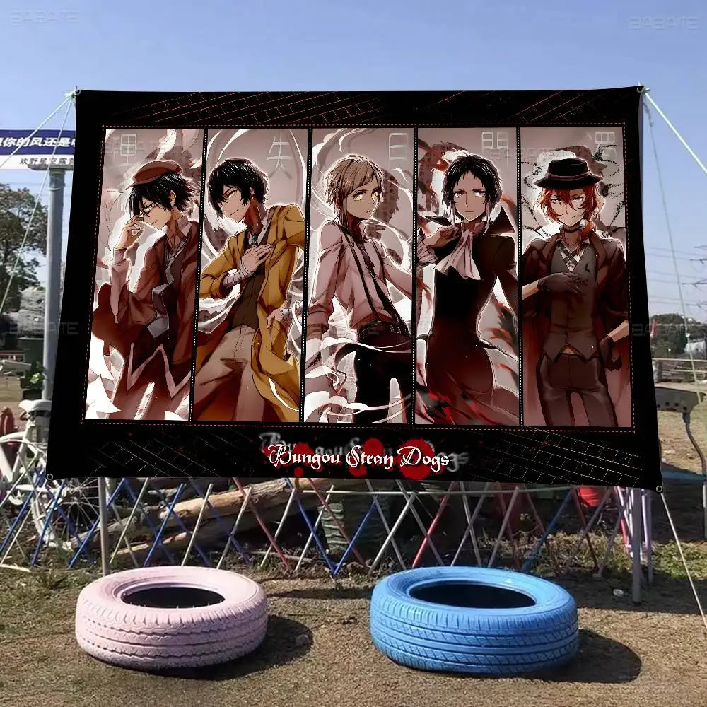 Anime Bungo Stray Dogs Creative Pattern Hanging Flag Polyester Printed Banner Hand Pulled Flag