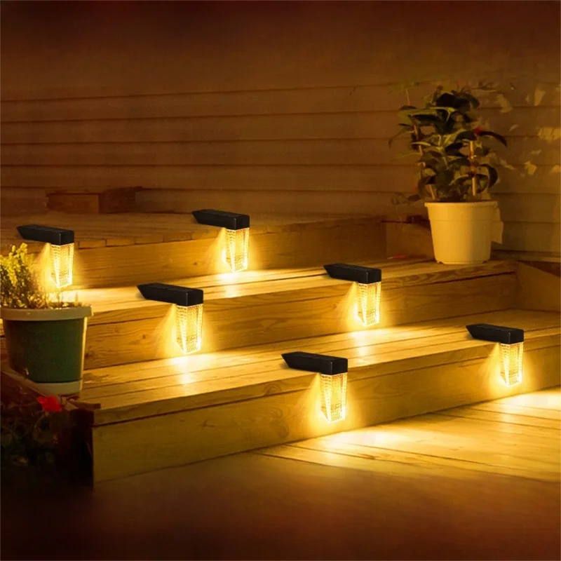 2-Pack Solar Outdoor Lights, Waterproof Sensor Stair Step Lights, Courtyard Garden Decorative Wall Lights, Energy-Saving Lighting for Patio and Walkways