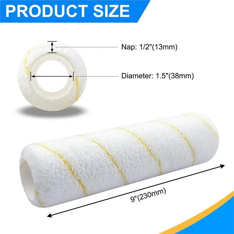 أسطوانة طلاء BMBY-Microfiber Nap مقاس 1/2 بوصة مكونة من 5 عبوات لمشاريع الرسم على الأسطح الناعمة والمزخرفة والخشنة والجدران والأسقف والمنزل