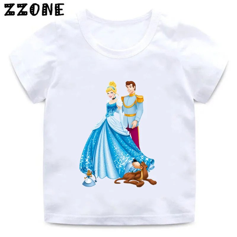 Camisetas con estampado de princesa Cenicienta para niños, ropa divertida para niñas, camisetas para bebés, Tops para niños, ooo5895, gran oferta