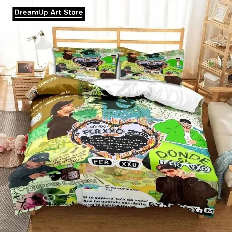 3D Print Ferxxo Feid Rapper Bedding Set Double Twin King Duvet Cover Comforter Pillowcase Boys Girls Adults Bedroom