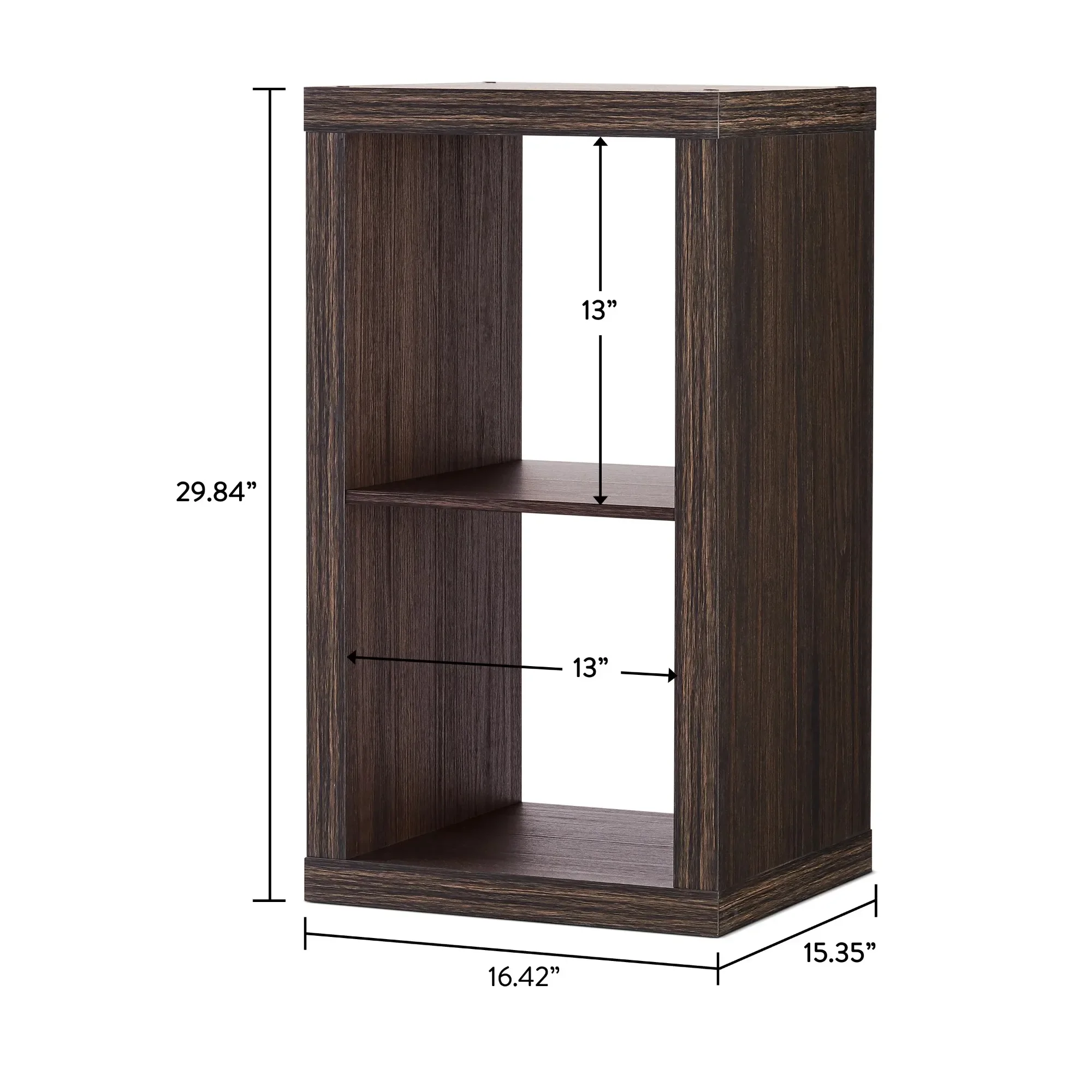 Modern 2 Cube Storage Organizer, Tobacco Oak - Spacious Shelves, Cord Management, Easy Assembly, Versatile Placement