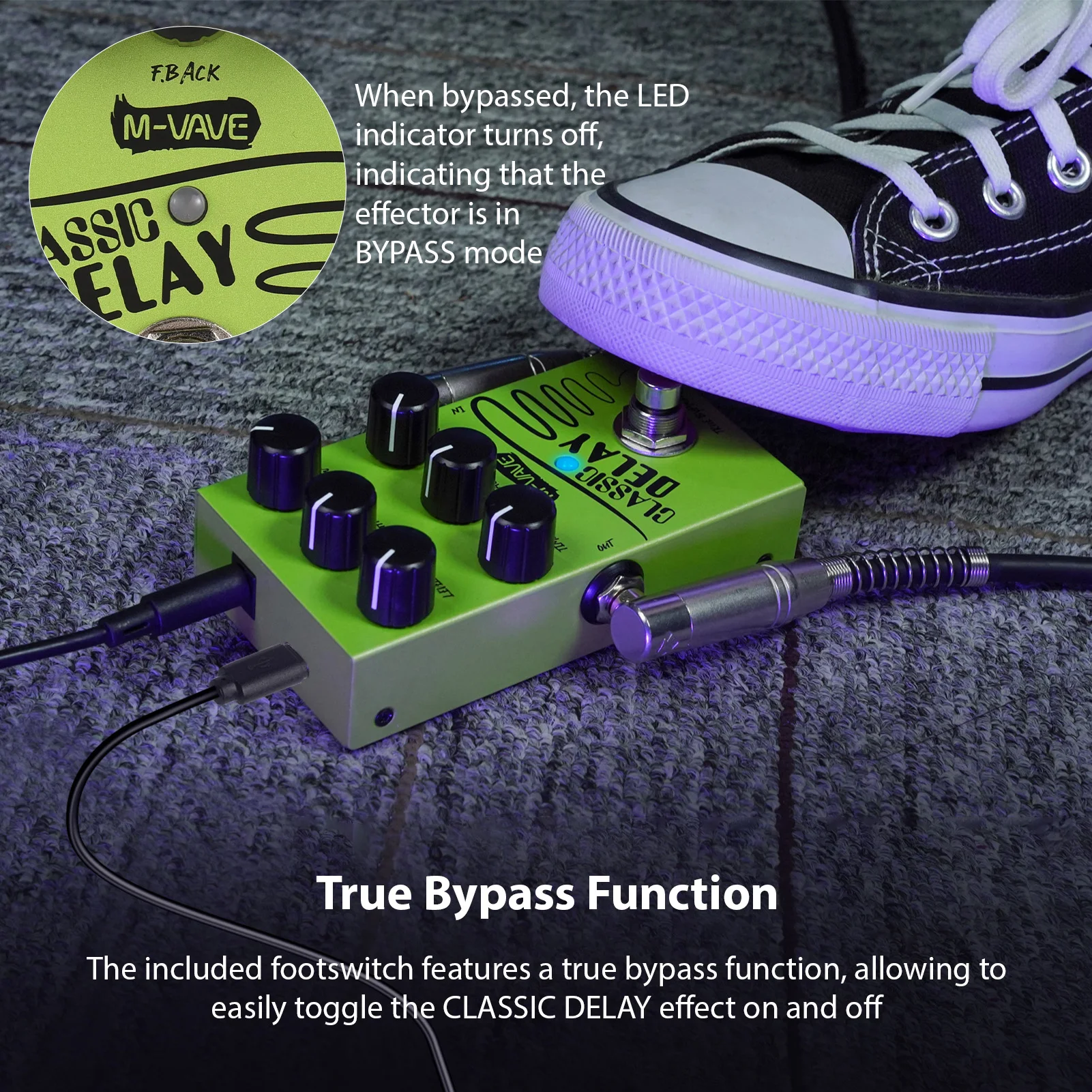 

M-VAVE Classic Delay Effect Pedal True Bypass 9V 600ms Delay Time Guitar Effects Pedal for Electric Guitar Bass ﻿