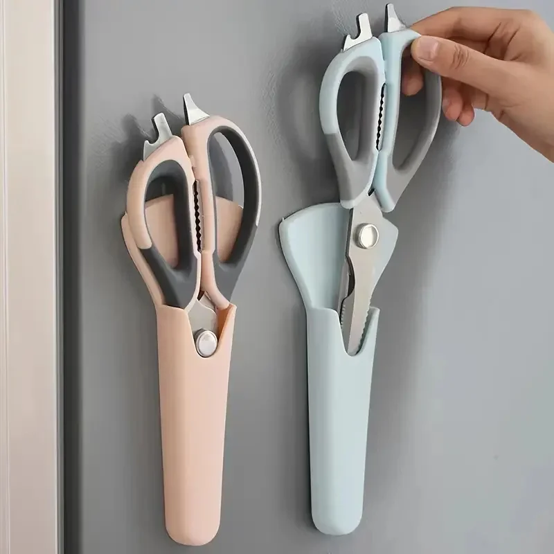 7-in-1 Multifunctional Kitchen Scissors with Magnetic Holder Stainless Steel Food Scissors for Meat Fish Kitchen Food Scissors
