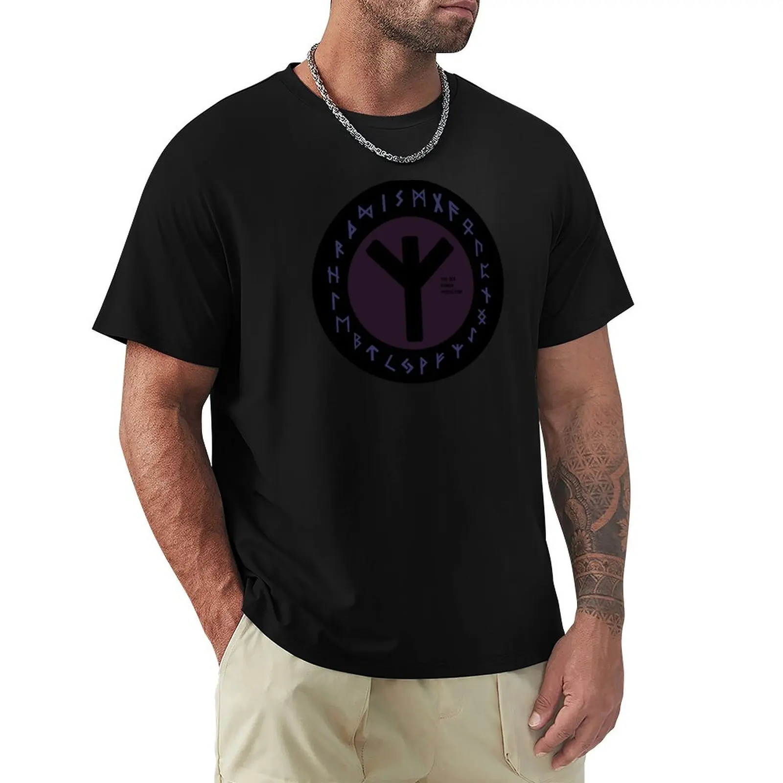 

Purple Elhaz Futhark Rune Symbol T-Shirt shirts graphic man clothes plain Men's clothing