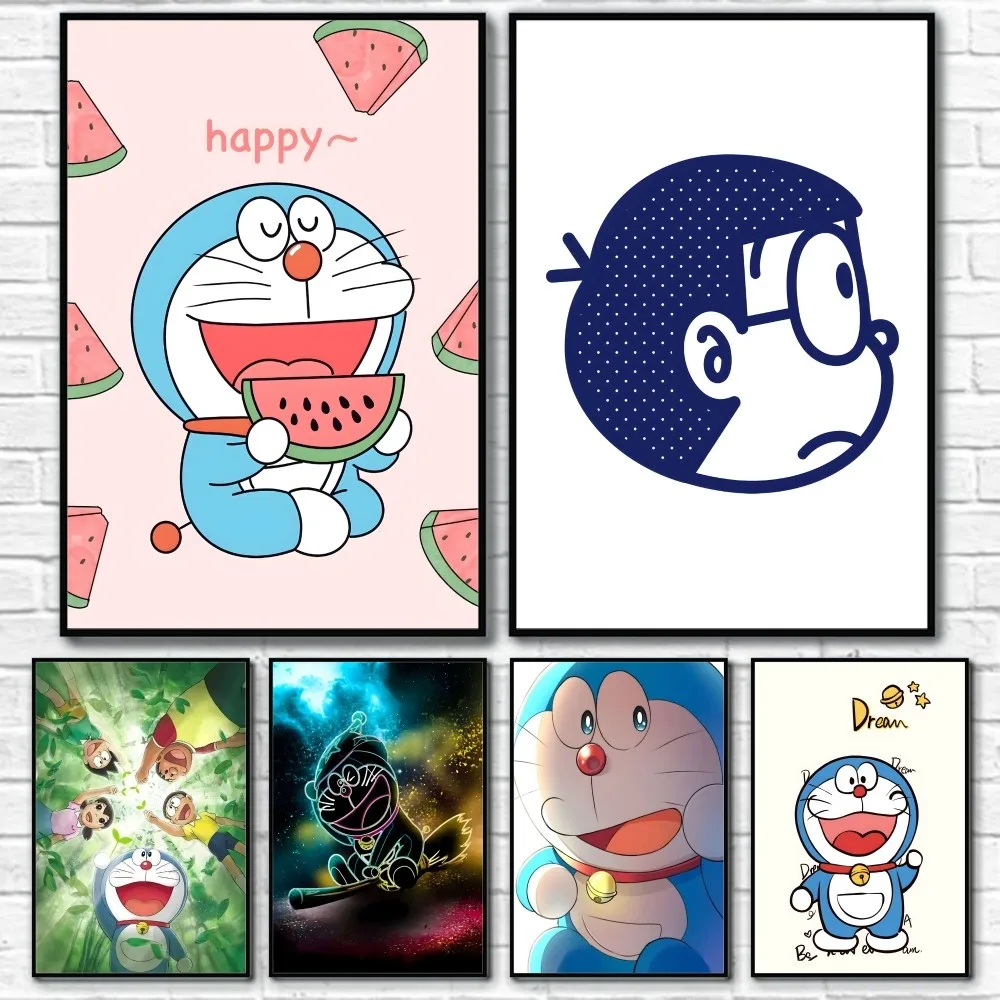

Anime D-DoraemonS Cute Poster Sticky Wall Art Printing Waterproof Home Living Bed Room Bar Aesthetic Decor